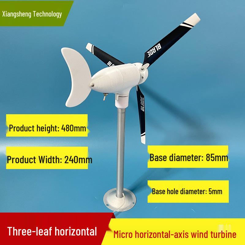 Compact Horizontal 3-Blade Wind Turbine Model: Starts In Light Breeze, Auto-Steering, Permanent Magnet, DC Output