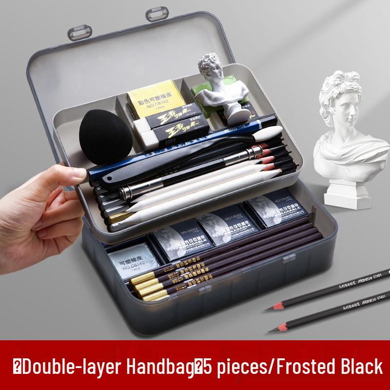 Double-Layer Transparent Pencil Storage Box - Extra Large Capacity
