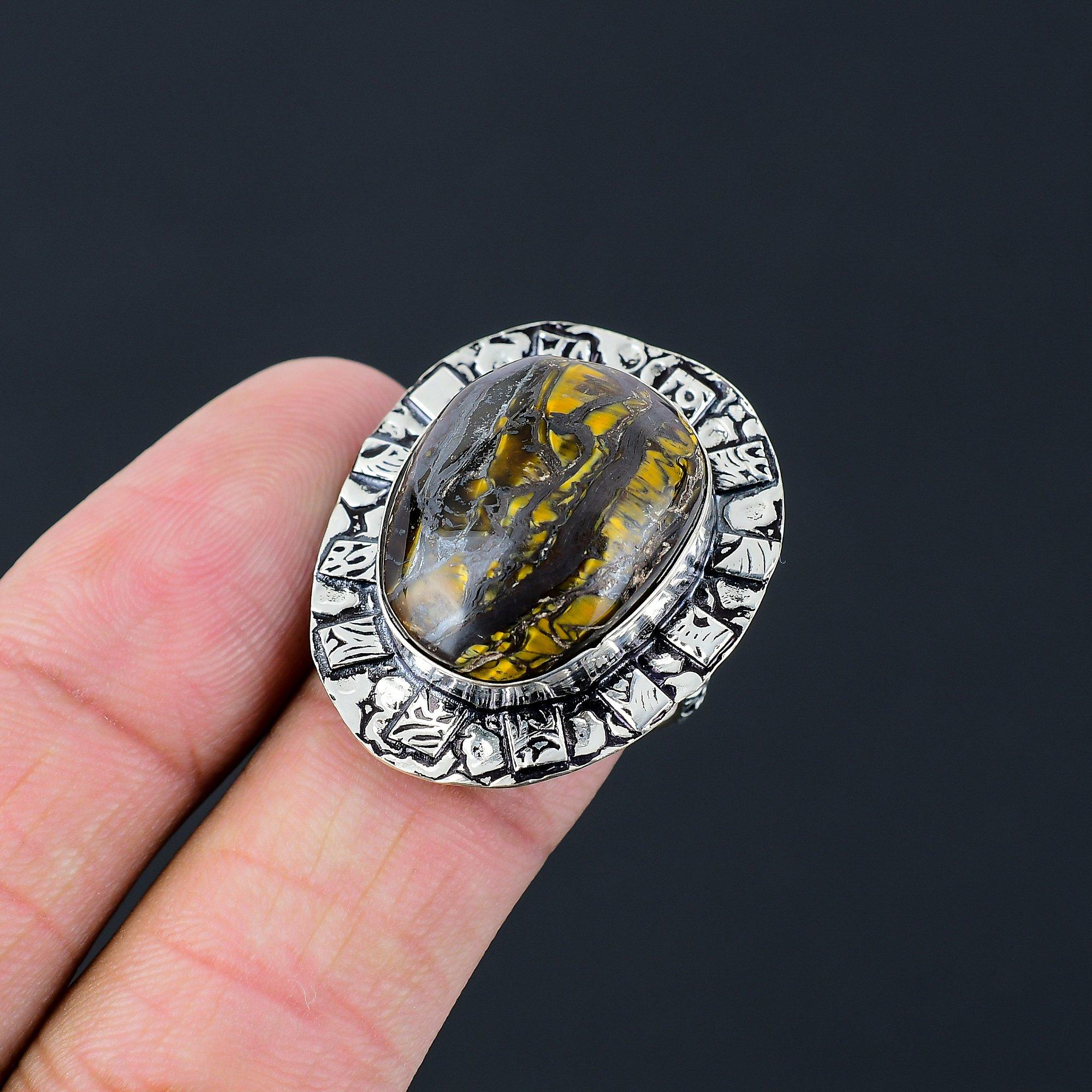 Oval Natural Iron Iron Tiger Eye Promise Ring Jewelry 925 Sterling Silver US 8.5 8.5