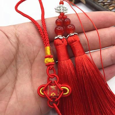 Small Handmade Double Tassel Chinese Knot Pendant for Car or Jewelry Decoration