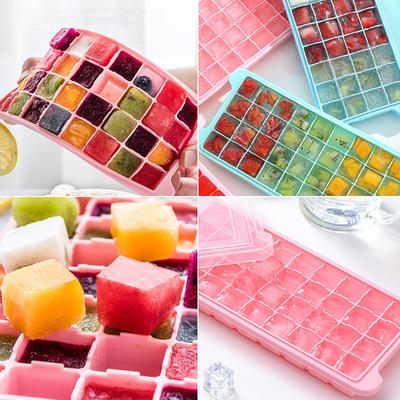Stackable Silicone 36-Ice Cube Trays Set Spill-Resistant Removable Cover Flexible Durable Ice Cube Mold Household Ice Trays