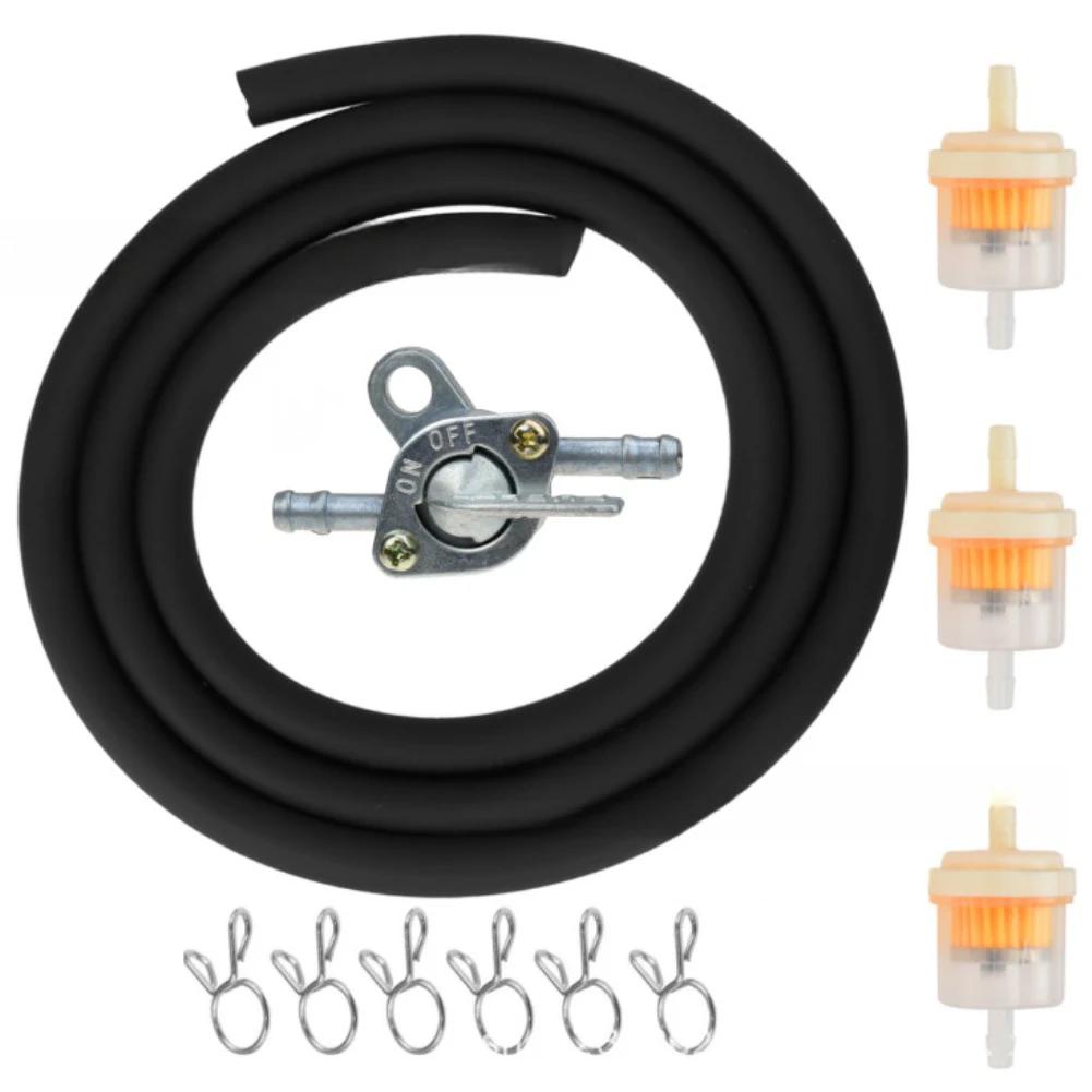Motorcycle Fuel Cock Filter and Fuel Lines for Most ATVs Off Road Vehicles Karts and Scooters Made from ABS and Rubber