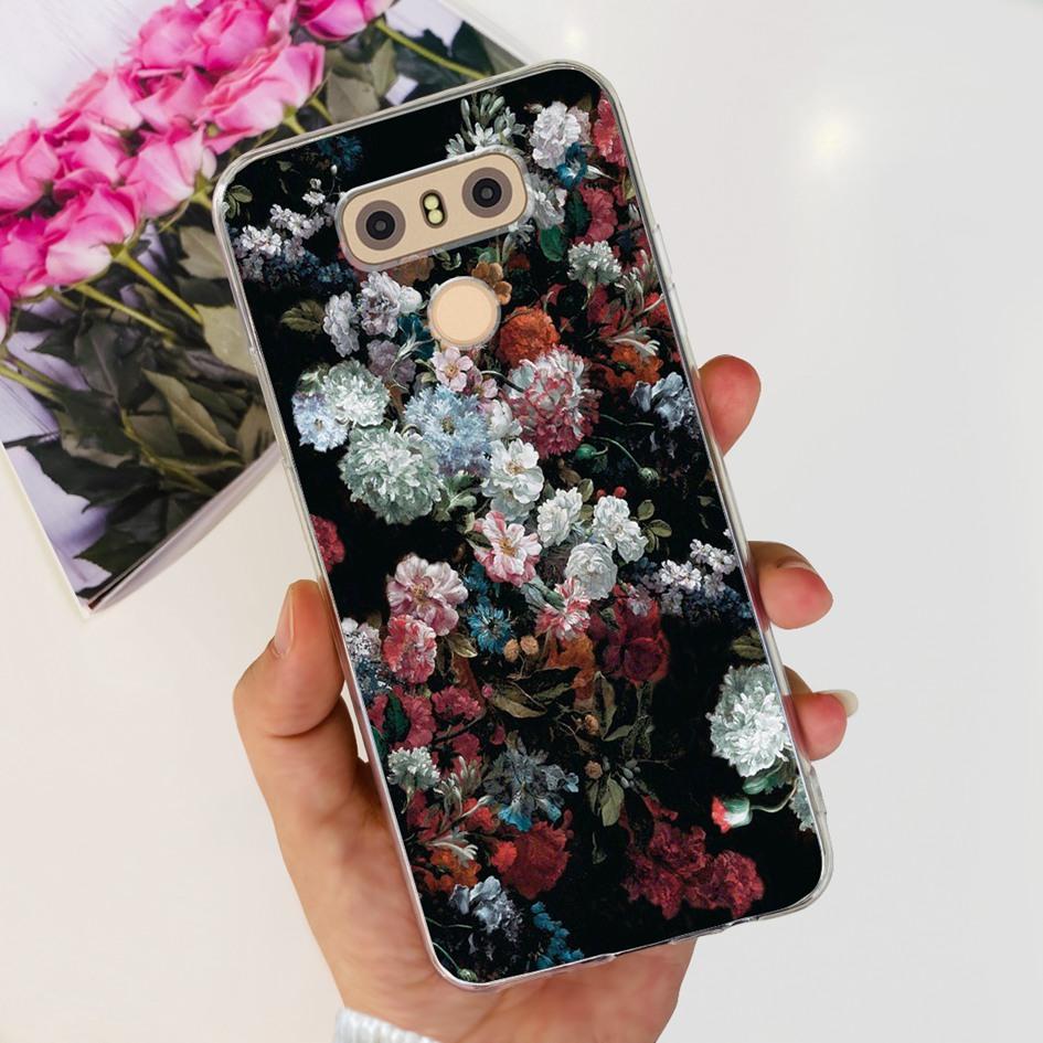 For LG G6 Plus Case LGM-G600K Phone Cases Popular Flower Soft Silicone Clear Protective Shell For LG G6 G 6 LG6 LGG6+ Back Cover