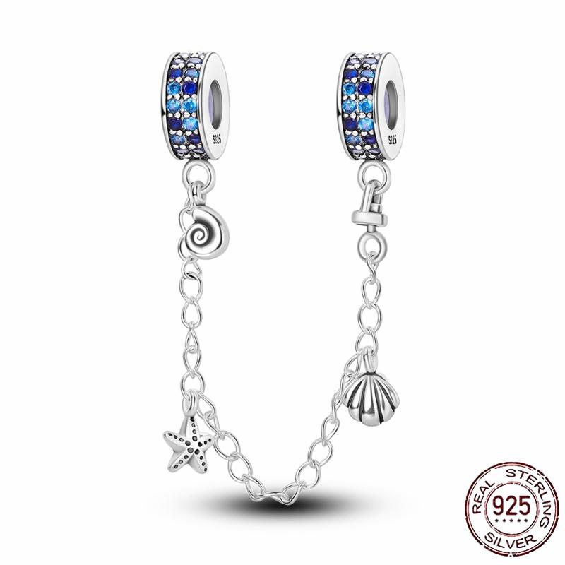 Stříbrný Křišťálový Pavé Bezpečnostní Řetízek Pevný Klip Pramen Přívěsek Vhodný pro Ženy Náramek Stříbrné Šperky Párty Narozeninový Dárek