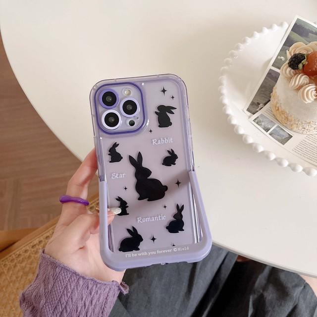 

Черный чехол-подставка с кроликом, романтический чехол для телефона со звездами и кроликом для Iphone 13 11 Promax 12 14 Plus Pro Max, милая задняя крышка, капа For iphone 13