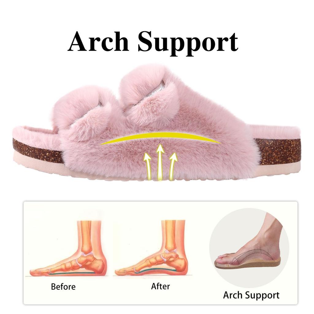 Fashion Litfun Winter New Women's Slippers Leisure Non-slip Outdoor Slides Cork Insole Slip On Cozy Women's Sandals With Arch Support