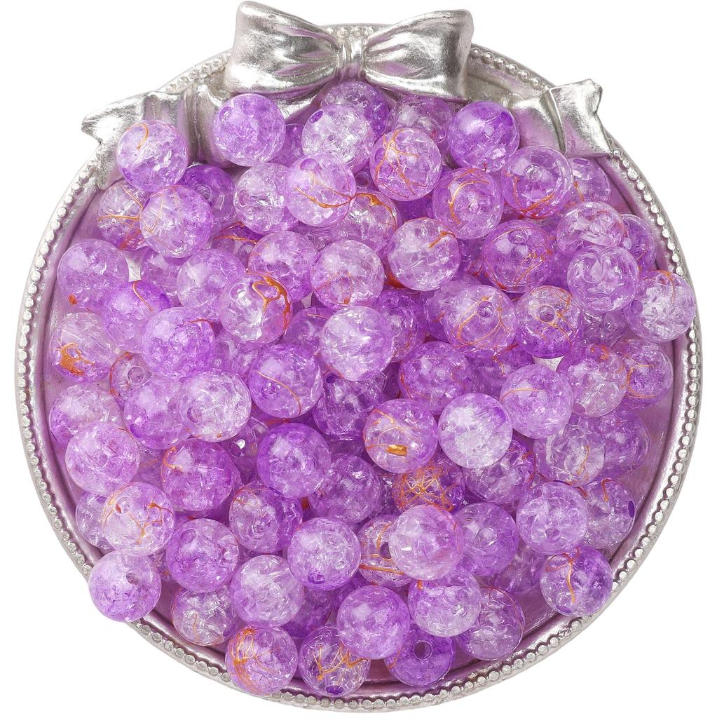 8mm/10mm Cracked Patterned Beads Irregular Color Acrylic Beads For DIY Jewelry Making