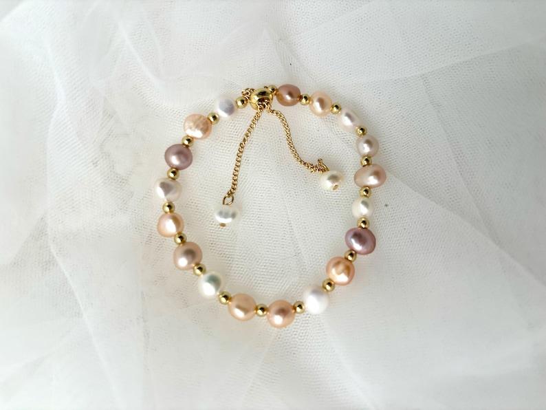 Hengsheng 5-6mm Baroque 100% Natural Freshwater Pearl Bracelet White Pink Purple Mix Adjustable Pearl Bracelet Jewelry Gift mix18cm