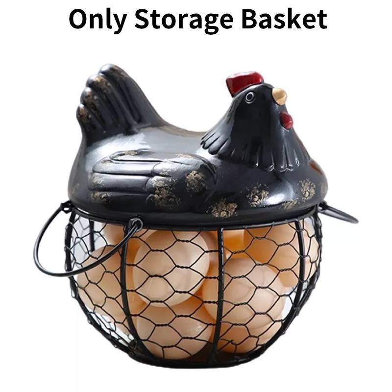 Keramické víko inspirované vintage, koš na žehličku, kuchyňský koš na vejce v černé barvě