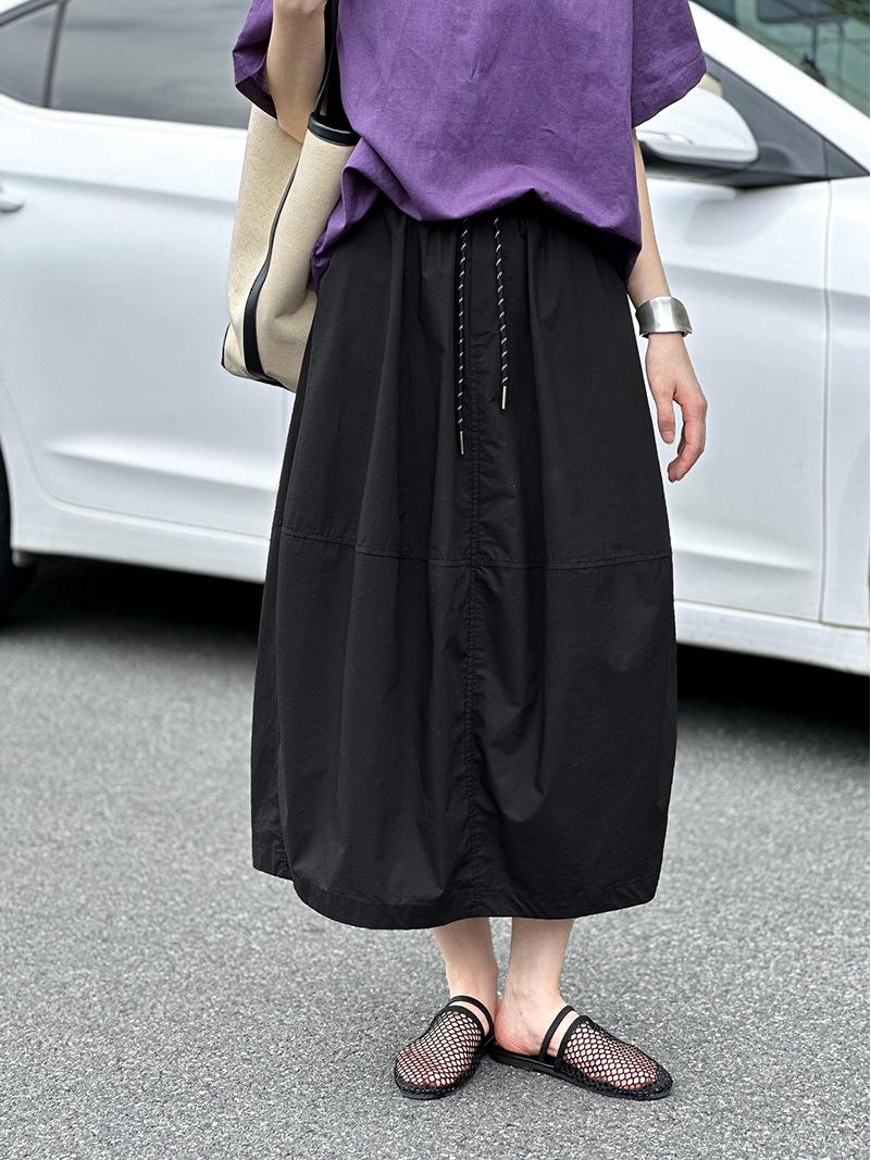 

Оранжевая юбка миди в стиле ретро Zhi Spring с эластичным поясом - Свободный силуэт, стройнящая Medium чёрный