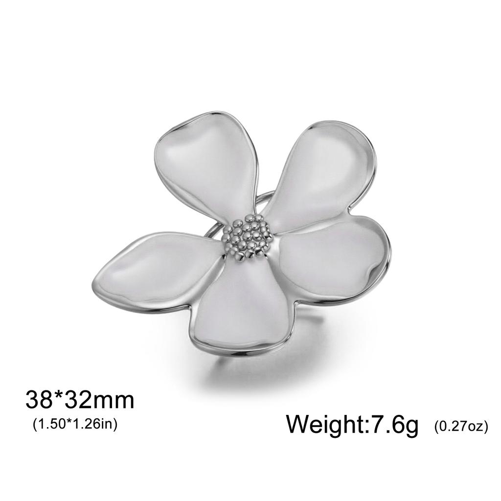 Adjustable Enamel Flower Ring's for Women Girls Stainless Steel Open Rings Waterproof Jewelry Party Valentine's Day Gifts