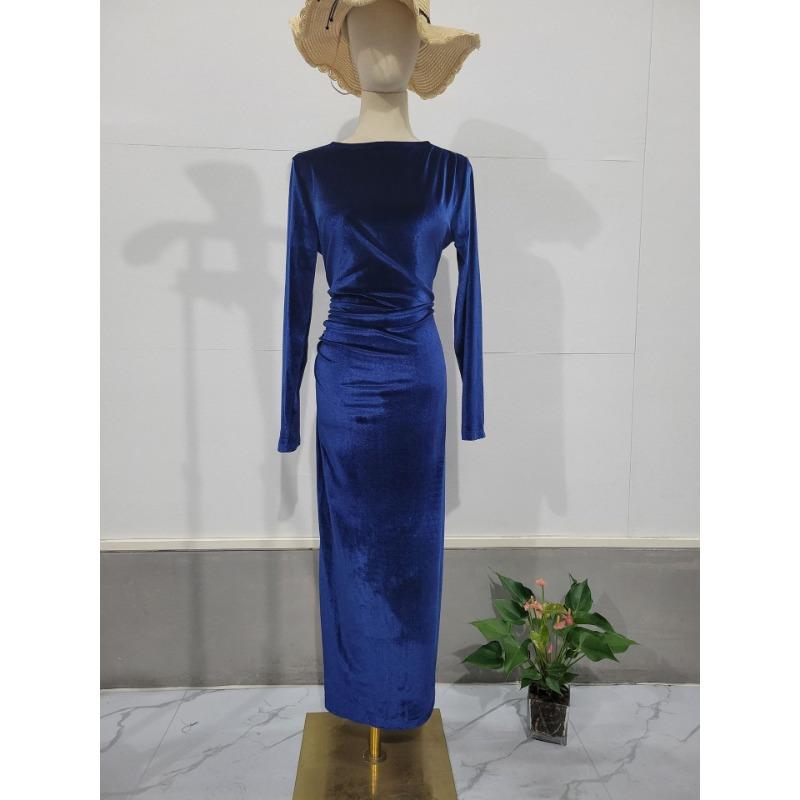 Spring and Autumn Women's Dress Slim Sexy Waist Irregular Dresses Long Dresses