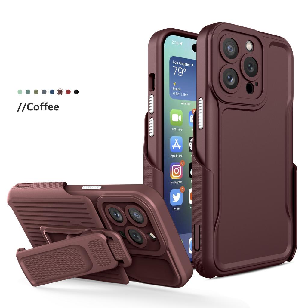 Armor Cover for IPhone 14 Pro Max 14 Plus 13 12 11 Promax Case with Back Clip Bracket Heavy Duty Silicone Shockproof Case