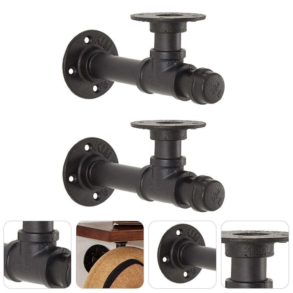 2Pcs Iron Shelf Brackets Wall-Mounted Shelves Brackets for Bedroom Garage Office DIY Floating Shelf Support Rustic Style