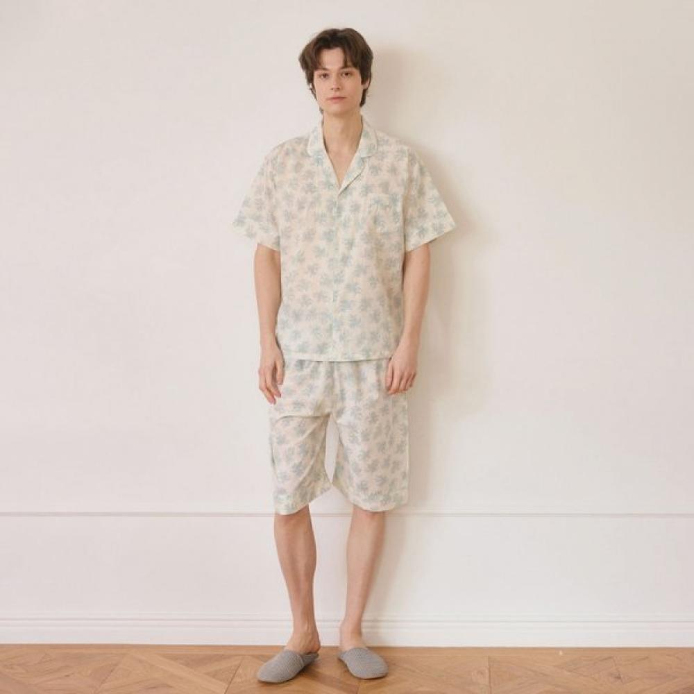 Lunaluz Men S Cocopalm Cotton Short Sleeve Two Piece pajamaS