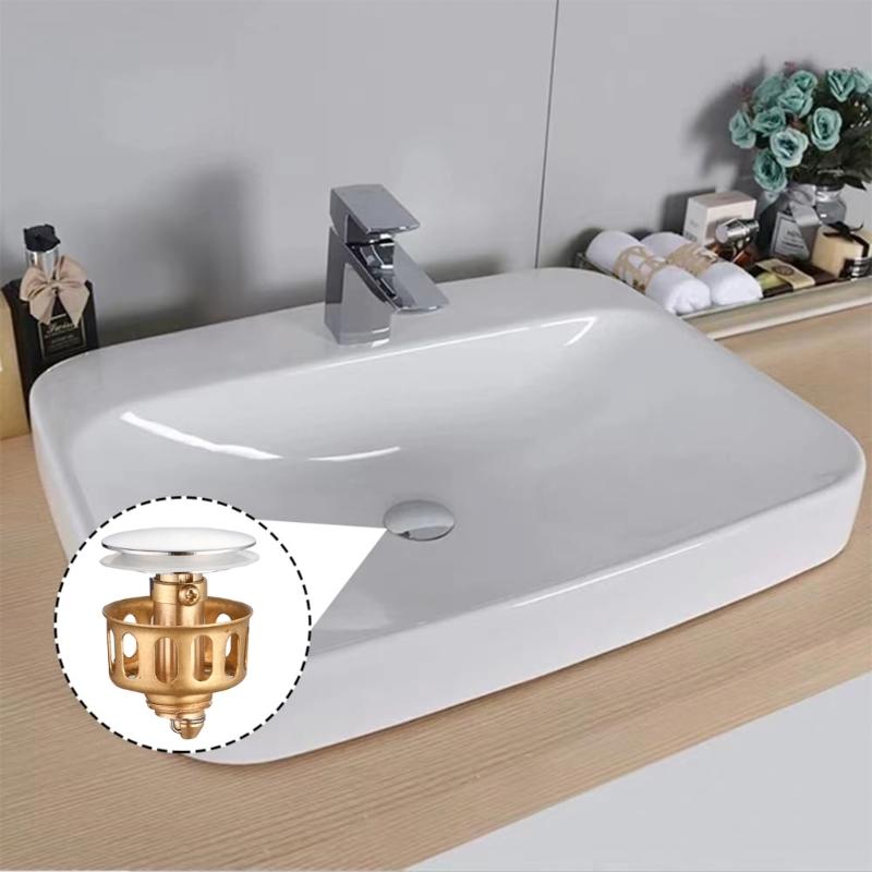 Copper Drain Filter Bounce Cores Sink Drain Plug Sink Basins Drain Basket Sink Stoppers for Bathroom Kitchen