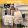 Cute Color Blocked Letter Print Student Backpack Shoulder Bag For Travel And School