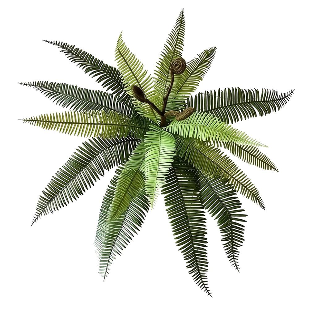 

18 Leaves Artificial Boston Fern Soft Plastic DIY Landscaping Fake Plants UV-resistant Material Artificial Greenery
