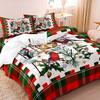 3Pcs Christmas Grid Pattern Duvet Cover, Comfortable And Soft Bedding Set For Bedroom Dormitory Room Decoration Christmas Gift