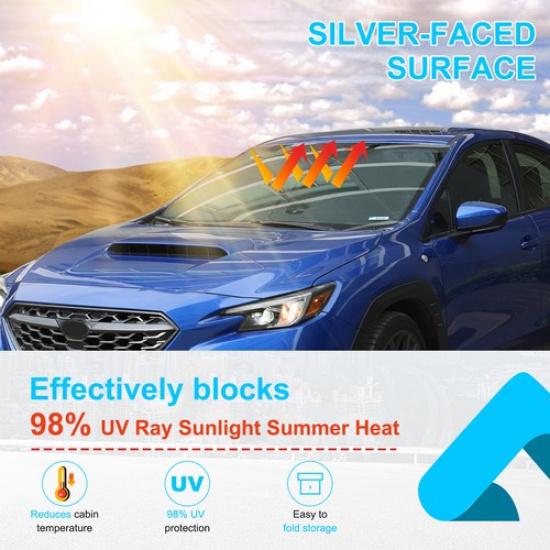 Black Front Car Sun Shade Windshield Window Cover For Subaru WRX STI VB -25