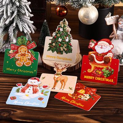 1/5/10pcs Merry Christmas Greeting Cards Cartoon Print Gift Cards Christmas Decoration Xmas Envelopes Stickers Navidad Noel