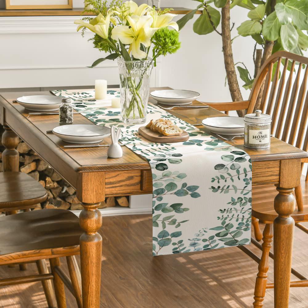 Hydrangea Butterfly Linen Table Runner - Colorful Floral Decor for Kitchen, Dining, or Party