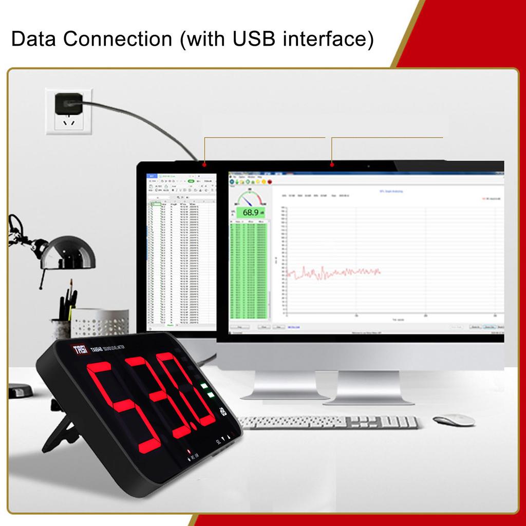 13in Screen Sound Level Meter Wall Hanging Digital Decibel Reader Environmental Noise Alarm TA654B Sound Level Alarm