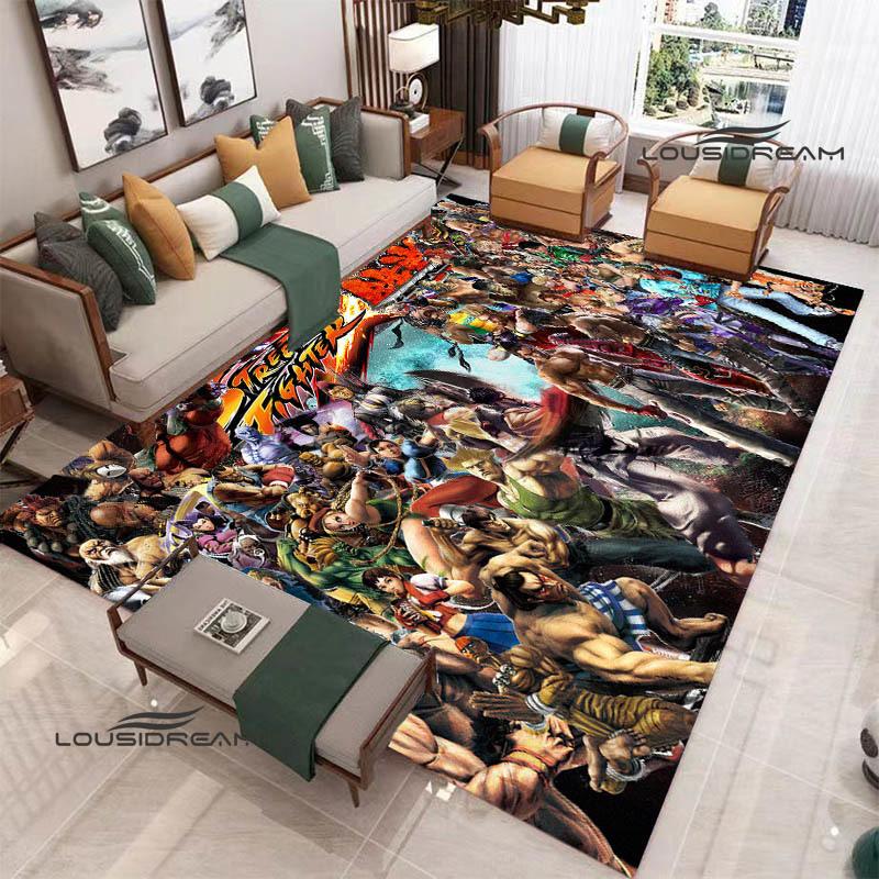 Klassisches Spiel Street Fighter Bedruckter Teppich Wohnzimmer Schlafzimmer Teppich Rutschfeste Fußmatte Foto-Requisiten Geburtstagsgeschenk