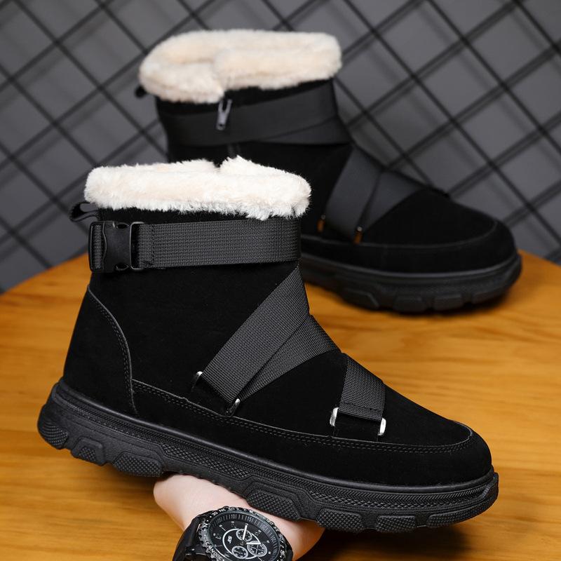 Winter snow boots thickened warm fur integrated cotton shoes youth platform bread shoes velvet Martin boots