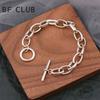 BFCLUB Silberfarben HipHop Dickes Vintage Armband für Damen Herren Retro Einfache Handgefertigte Hakenverschluss Armband Geburtstagsgeschenk