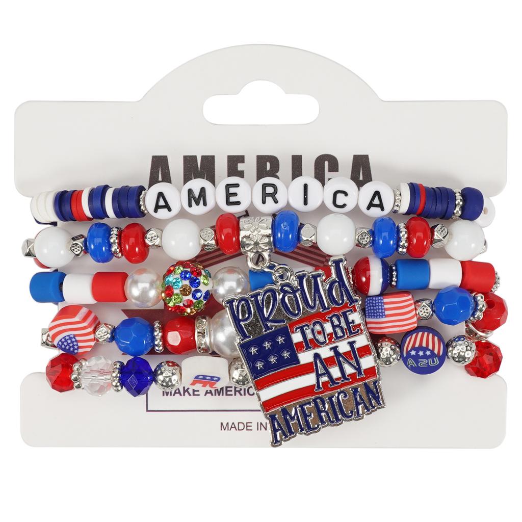 New American Flag Bracelet Red, White and Blue Beaded Bracelet American Independence Day Bracelet Wholesale