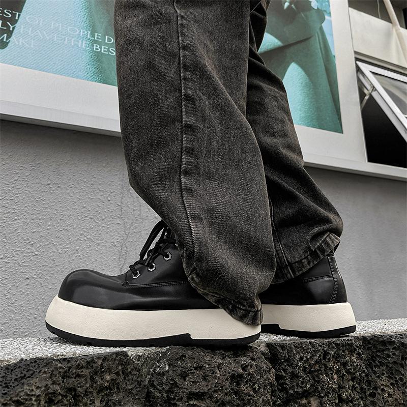 

Уродливо-милые большие желтые ботинки, такие же на толстой подошве, увеличивающие рост, большеголовые рабочие ботинки для мужчин и женщин, уличные парные ботинки Мартин 66636-J 38 чёрный