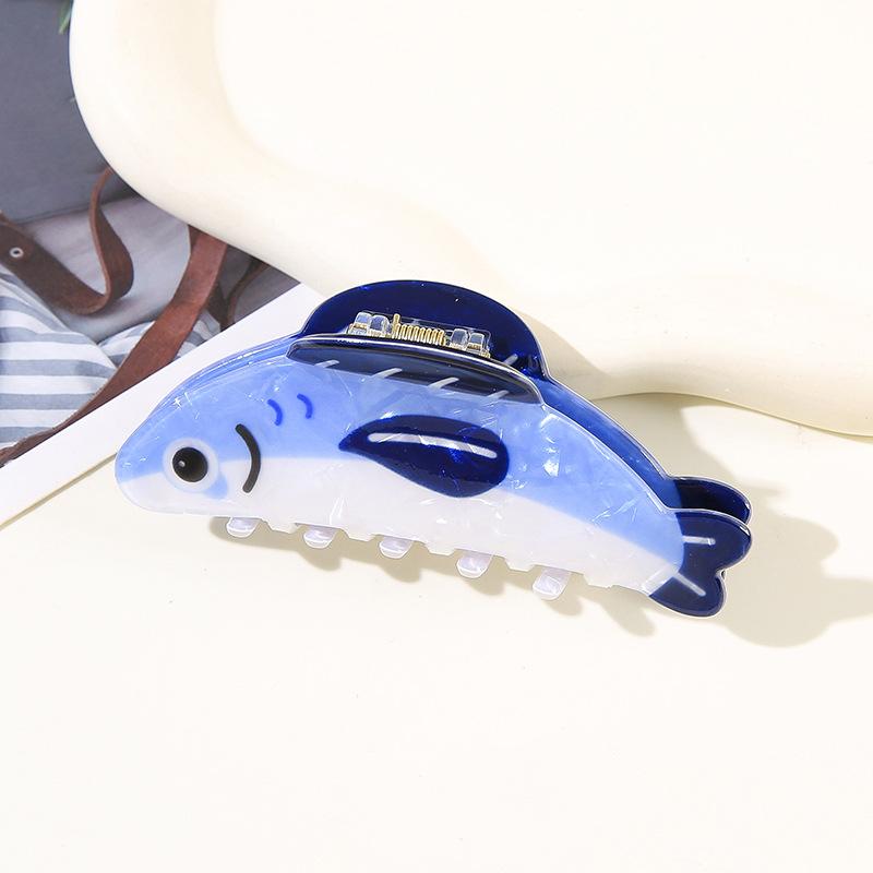 Fashion Sardines Hair Claw Clip for Women Girls Non Slip Cartoon Hairpin Acetate Print Cute Barrettes Gifts Apparel Accessories