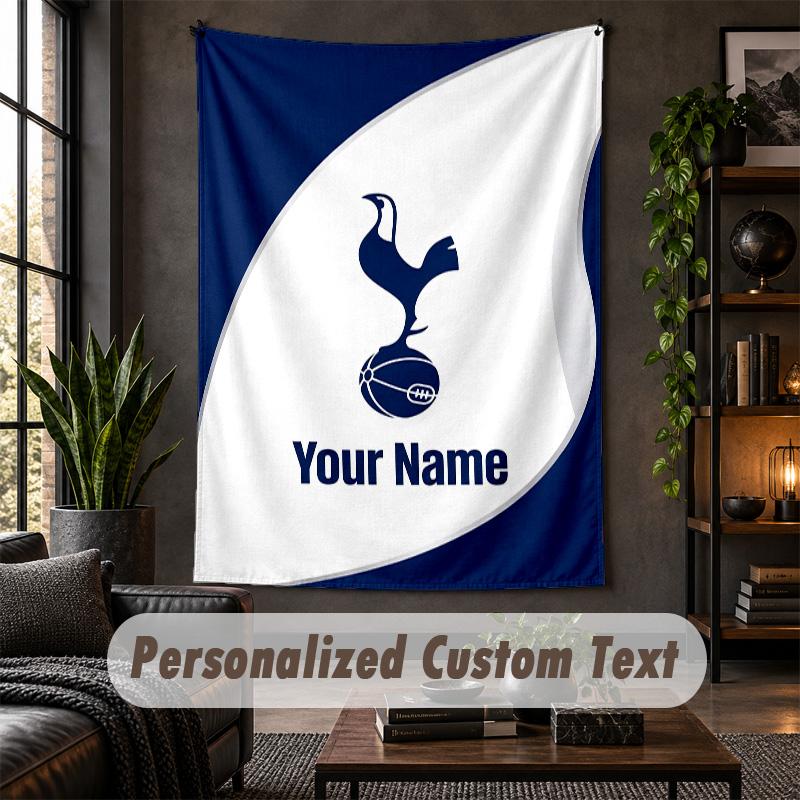 Tapeçaria de Parede Personalizada, Texto Personalizado do Tottenham Hotspur FC, Arte de Parede em Tecido Macio Para Decoração de Interiores