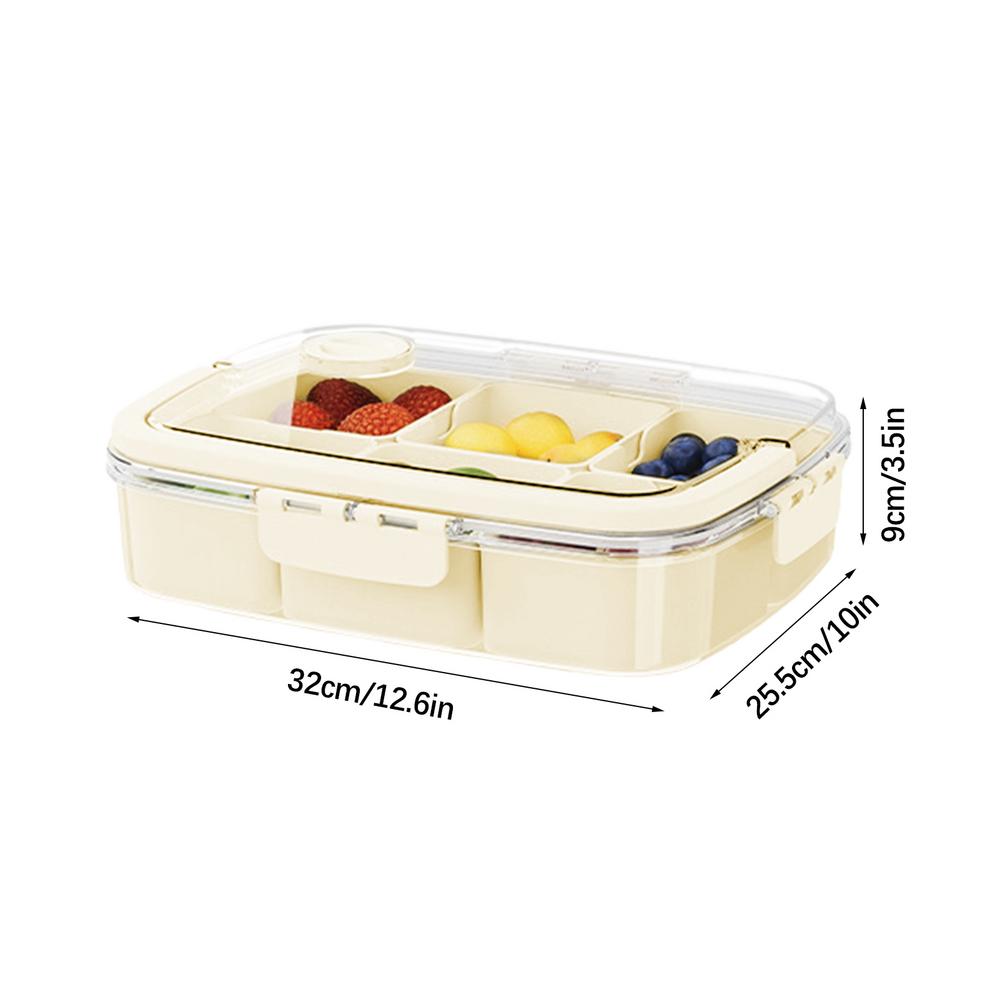 Divided Snack Tray With Lid Sealed Fruit Tray With Lid Portable Charcuterie Sealed Container For Candy Nuts
