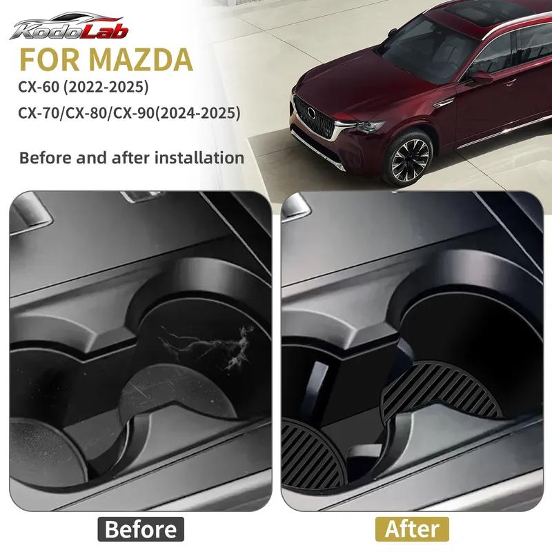 KodoLab For Mazda CX60 CX70 CX80 CX90 2024-2025 Silicone Center Console Cup Holder Anti Spill Interior Storage Car Accessories