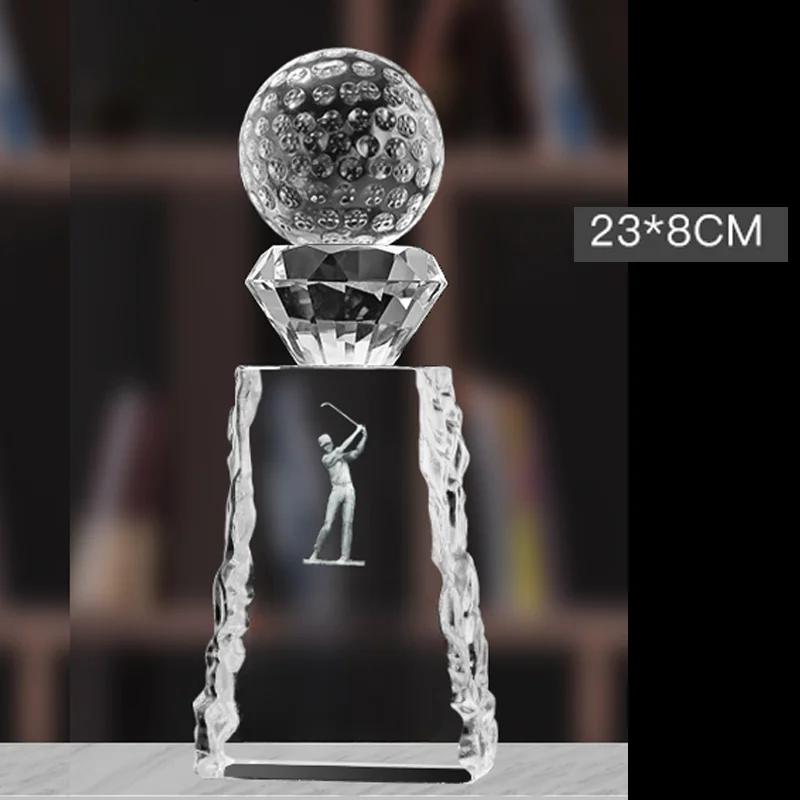 Customized High-End Golf Crystal Trophy, Souvenir, Home Decoration, Creative Metal Commemorative Rod, One Hole Award, 1Pc
