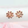 Exquisite Russian Purple Gold Classic Car Flower Rose Stud Earrings Sweet Rose Gold Hollow Flower Stud Earrings Jewelry