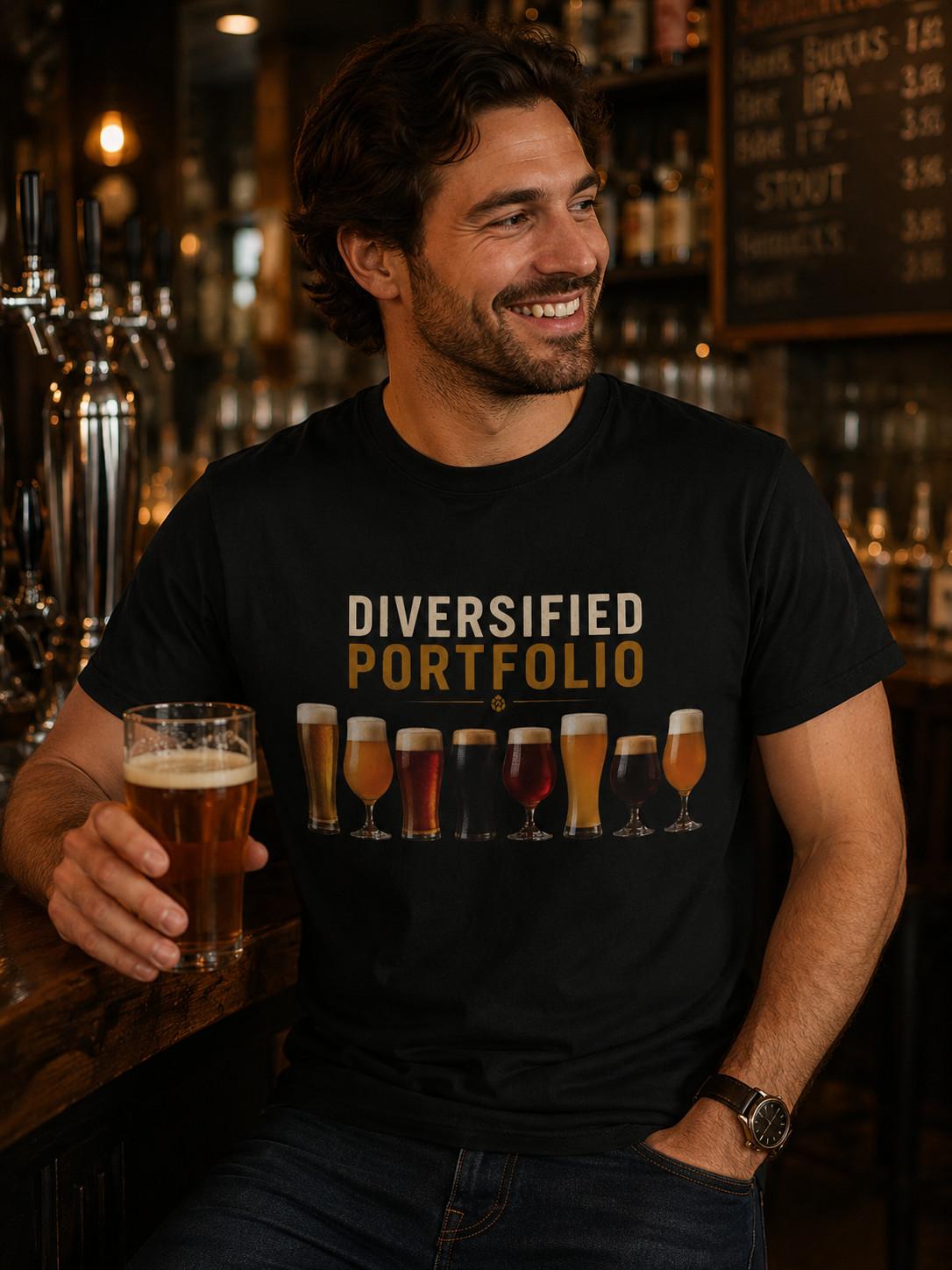 Diversified Portfolio Beer Shirt Craft Beer Lover Funny Unisex Drinking Tee S