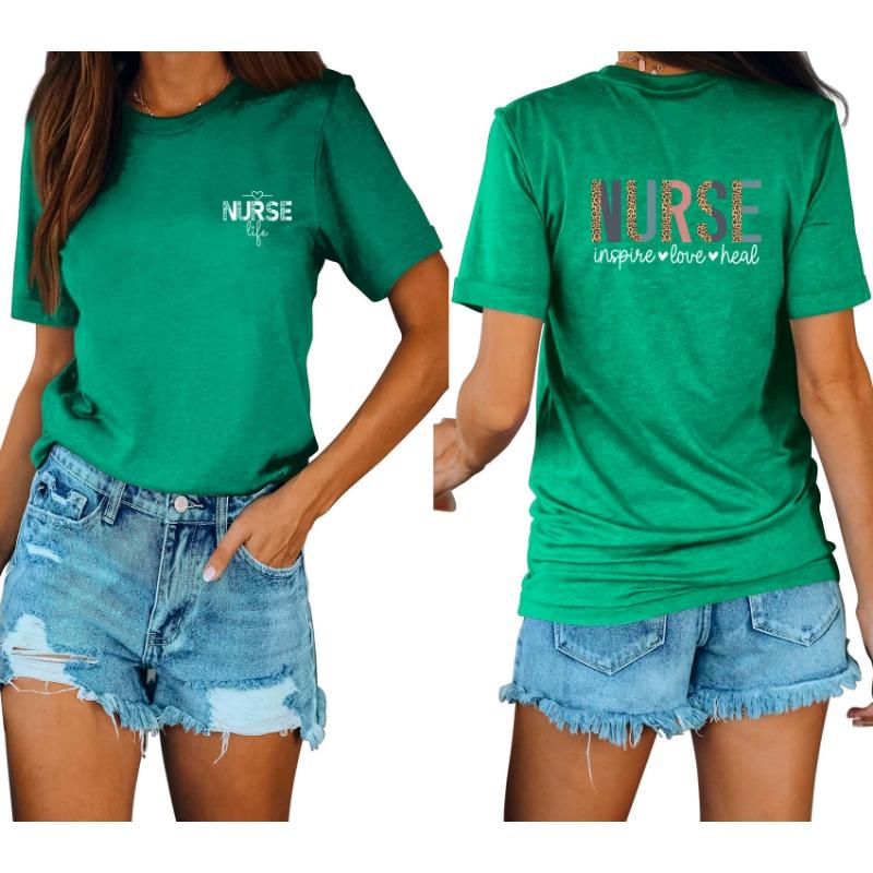 Lässige und modische Damen-T-Shirts mit Krankenschwester-Print, locker, mit Rundhalsausschnitt und kurzen Ärmeln