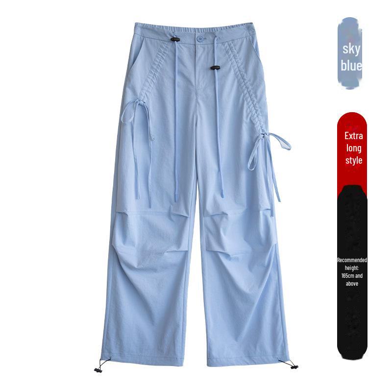 

Женские быстросохнущие широкие брюки для альпинизма в американском стиле с высокой талией, лето 2024 г. Tall; L небесно-голубой