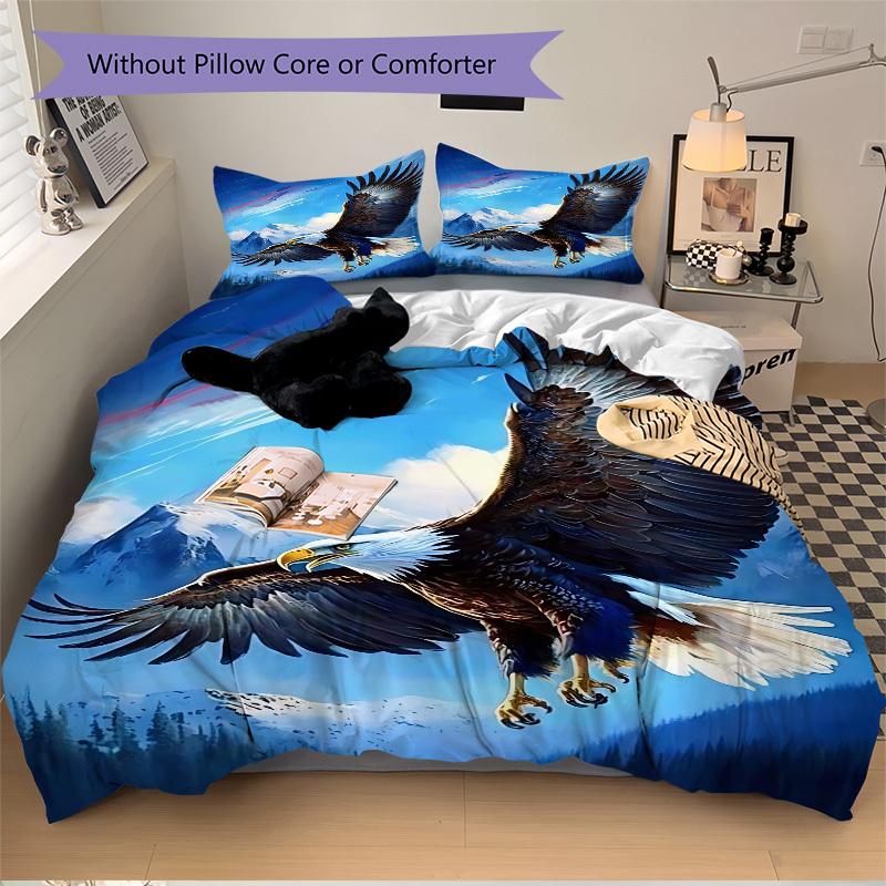 

3pcs Eagle, Mountain Landscape Duvet Cover Set -Includes 1 Duvet Cover and 2 Pillowcases, No Quilt Core, All-Season Home Decor yy251111148 135x200cm