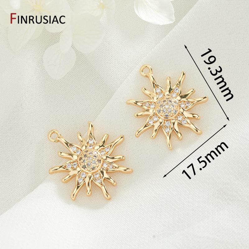 14K Gold Plated Brass Inlaid Zircon Honeycomb Pendant Heart Sun Charms For DIY Handmade Necklace Jewelry Making Accessories