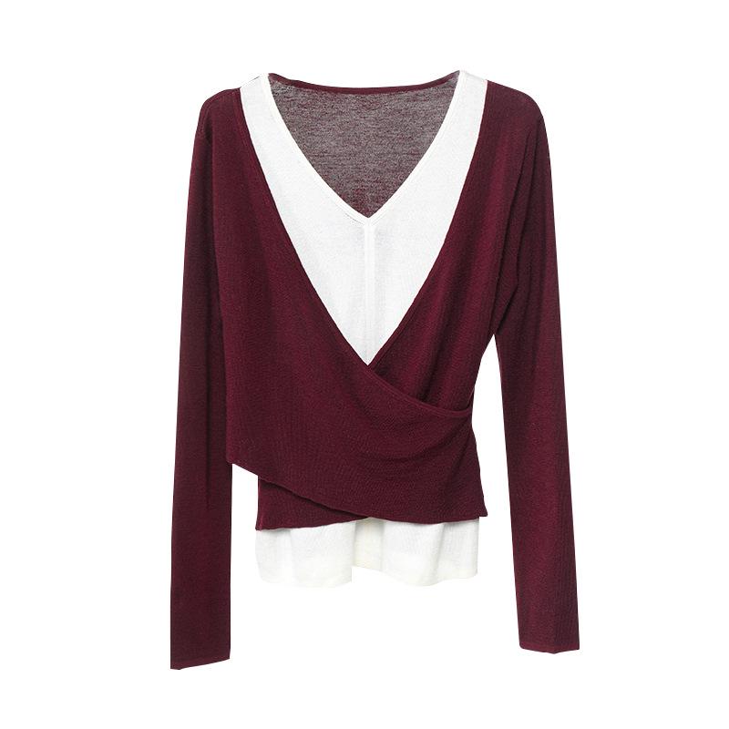 

2025 Autumn/Winter Color Block Knitted Wool Cardigan: Long Sleeve Two-Piece Style Sweater Large коричневый