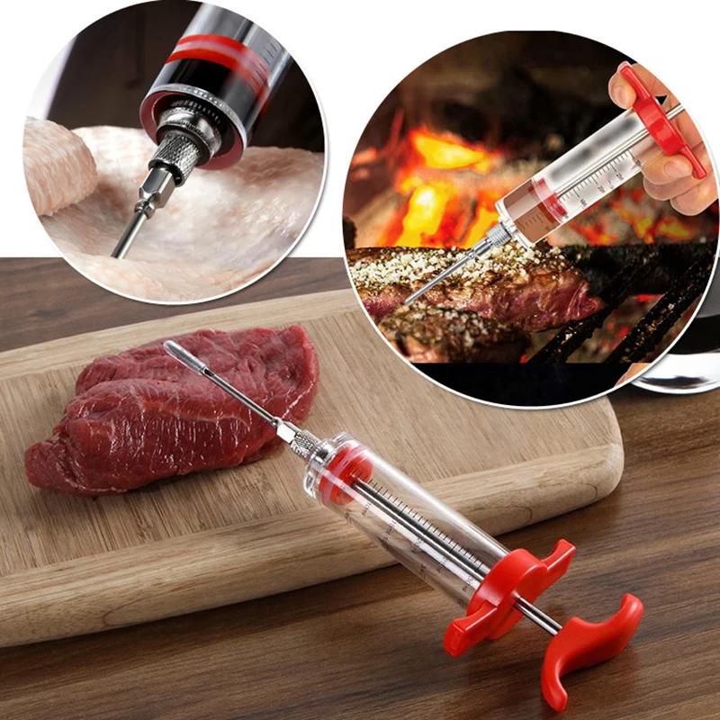 1pc Tools Meat Chicken Injection marinades Cooking Turkey Injector syringes Spices sauces Grill Needles Barbecue Party Flavor