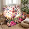 Floral Pig with Butterflies Theme Blanket Lightweight Warm Flannel Blanket Decorative Throw Blanket for Home Decoration