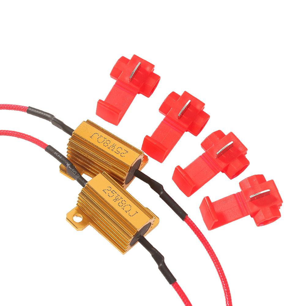 2 Set 12v Load Resistor 25W 50W Aluminum Shell Power Resistor 6ohm 8ohm for Car Turn Signals Light Indicator LED Flash