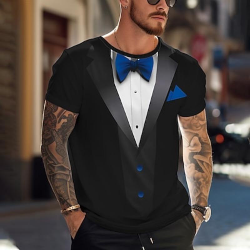 Valentine's Day Men's Graphic Bow tie Short Sleeve T shirt 3D Print