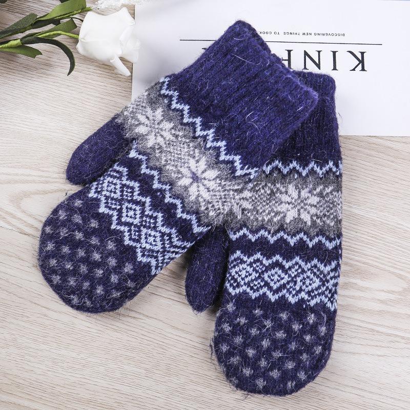 Fashion women's double-layer thickened thermal bag mittens, autumn and winter outdoor boys and girls couple rabbit wool gloves