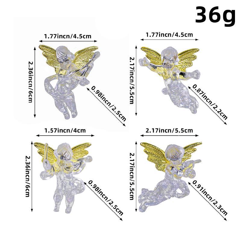 4Pcs Clear Acrylic Angel Hanging Ornaments With Delicate Wings Lovely Design Perfect For Xmas Tree Home Party Decor